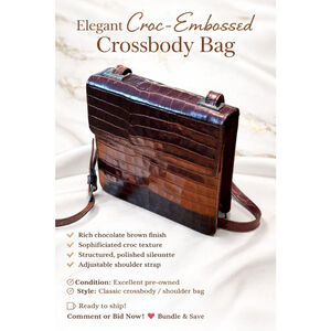 Enzo Angiolini Croc-Embossed Crossbody Bag in Brown